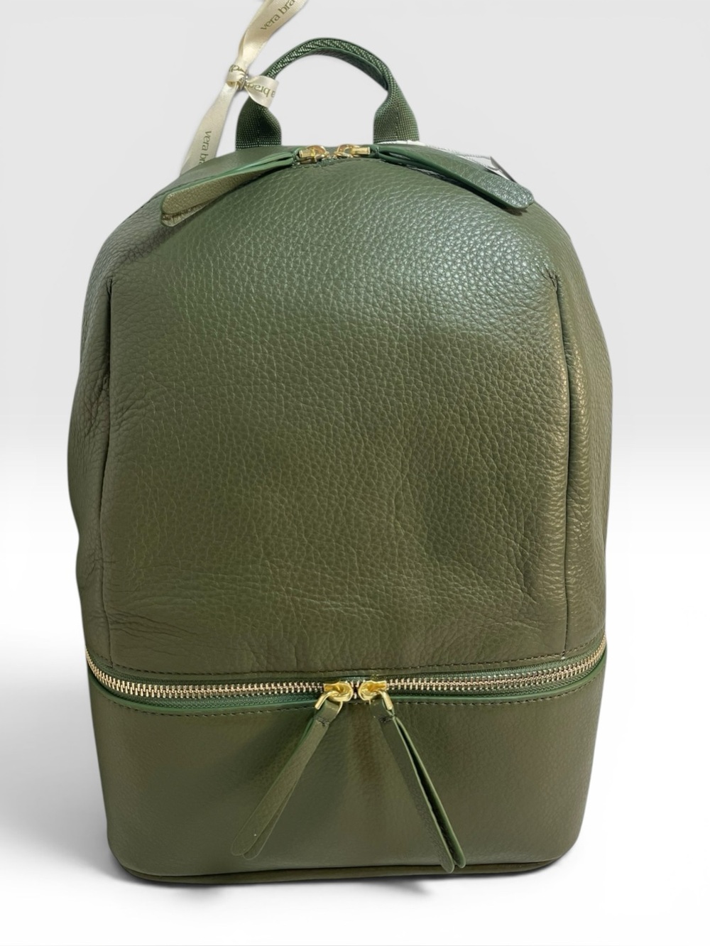 New Vera Bradley Small Chancery Backpack Bronze Green Genuine Leather NWT